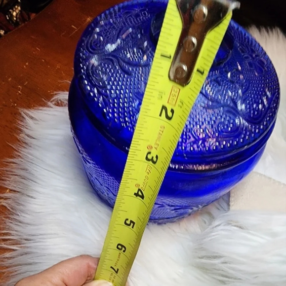 Blue‎ Depression Glass Embossed Jar - Picture 11 of 12